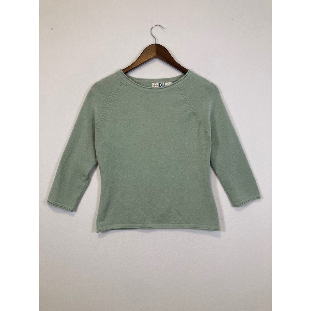 Vintage Paul Harris Design Sweater Womens Large Green 3/4 Sleeve Raglan Knit Top